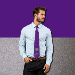 Graduation cap 2024 - monogrammed - royal paarse stropdas