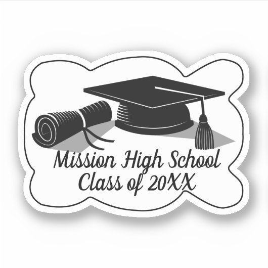Graduation Cap and Diploma Afstuderen Sticker (Voorkant)