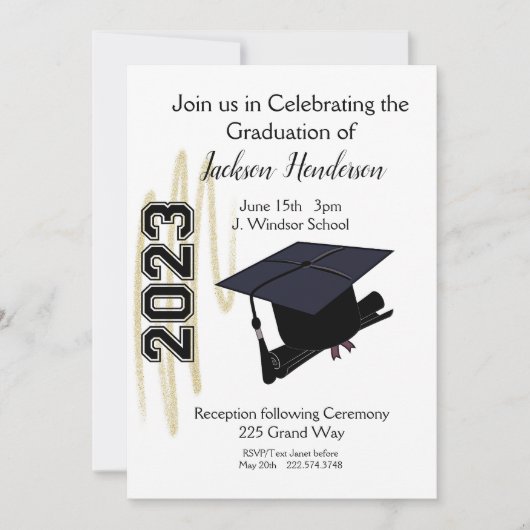 Graduation Cap and Diploma Invitation Class 2023 Kaart (Voorkant)