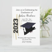 Graduation Cap and Diploma Invitation Class 2023 Kaart (Staand voorkant)