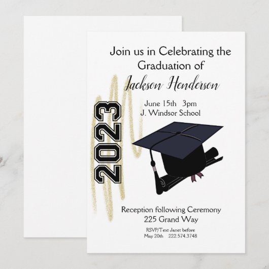 Graduation Cap and Diploma Invitation Class 2023 Kaart (Voorkant / Achterkant)
