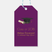 Graduation Cap and Diploma on Paars Dankuwel Cadeaulabel (Achterkant)