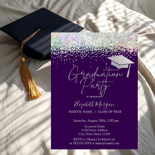 Graduation Cap Bies Confetti Paars Afstuderen Kaart