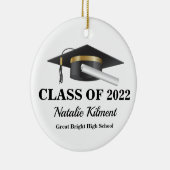 Graduation Cap Black and Gold Class of 2022 Photo Keramisch Ornament (Rechts)