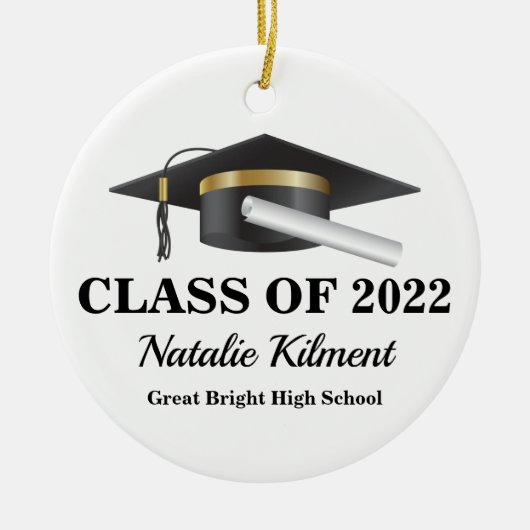 Graduation Cap Black and Gold Class of 2022 Photo Keramisch Ornament (Voorkant)