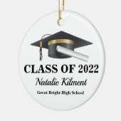 Graduation Cap Black and Gold Class of 2022 Photo Keramisch Ornament (Links)