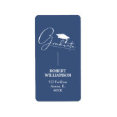 Graduation Cap Blauw retouradres label (Voorkant)
