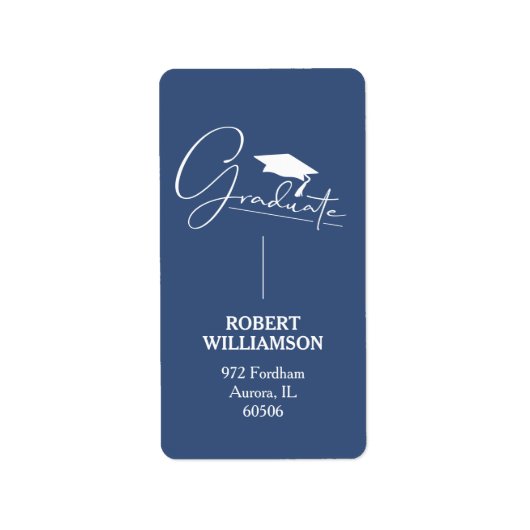 Graduation Cap Blauw retouradres label (Voorkant)