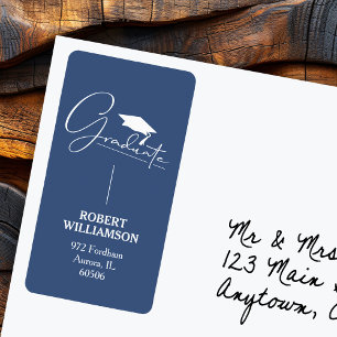 Graduation Cap Blauw retouradres label