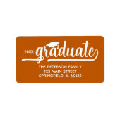Graduation Cap Burnt Sinaasappel retouradres Etiket (Voorkant)