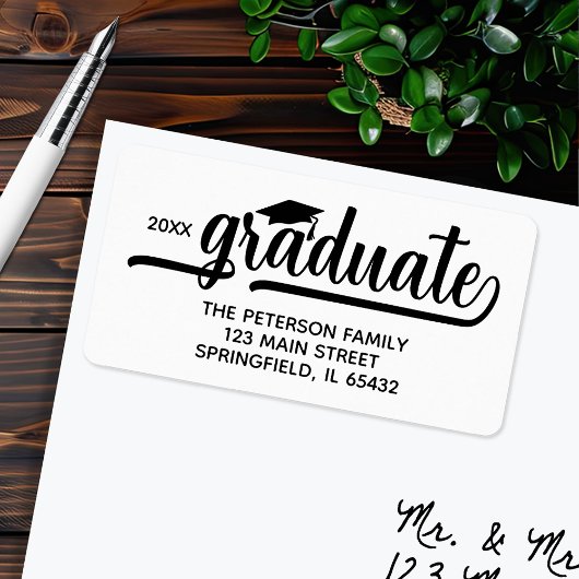 Graduation Cap Chique Script-retouradres Etiket