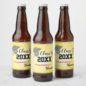 Graduation Cap, Class Year 20XX party Gold Bier Etiket (Flessen)