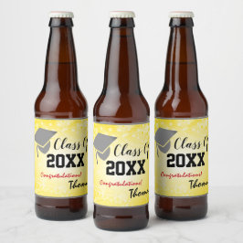 Graduation Cap, Class Year 20XX party Gold Bier Etiket