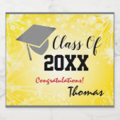 Graduation Cap, Class Year 20XX party Gold Bier Etiket (Enkel label)