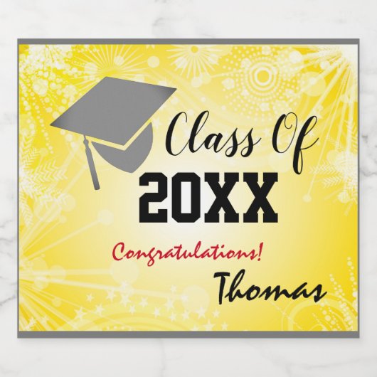 Graduation Cap, Class Year 20XX party Gold Bier Etiket (Enkel label)