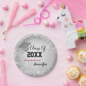 Graduation Cap, Class Year 20XX party Silver Papieren Bordje (Feest)
