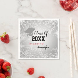 Graduation Cap, Class Year 20XX party Silver Servet