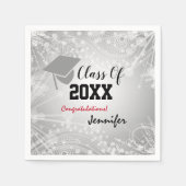 Graduation Cap, Class Year 20XX party Silver Servet (Voorkant)