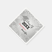 Graduation Cap, Class Year 20XX party Silver Servet (Hoek)