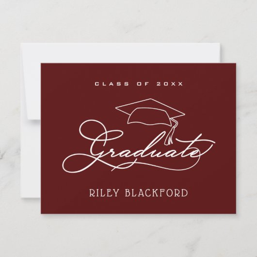 Graduation Cap Dark Maroon Dank je wel Notitiekaartje (Voorkant)
