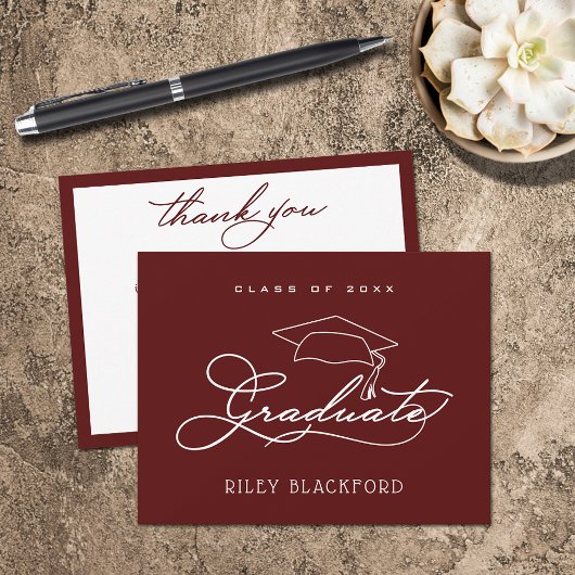 Graduation Cap Dark Maroon Dank je wel Notitiekaartje