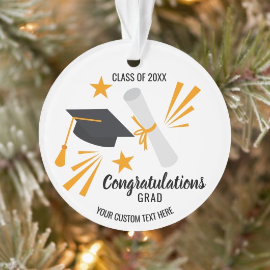 Graduation Cap Diploma Class of 20XX Custom Ornament (Boom)