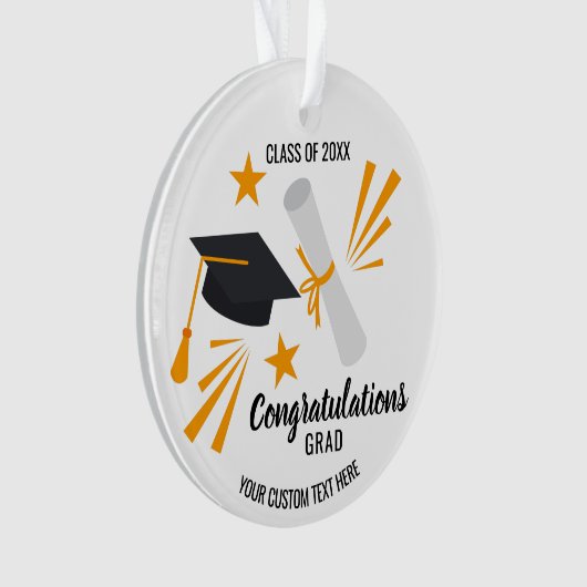 Graduation Cap Diploma Class of 20XX Custom Ornament (voorkant)
