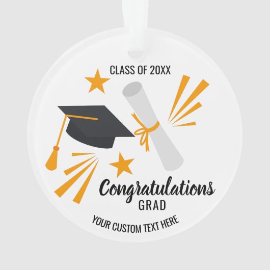Graduation Cap Diploma Class of 20XX Custom Ornament (achterkant)