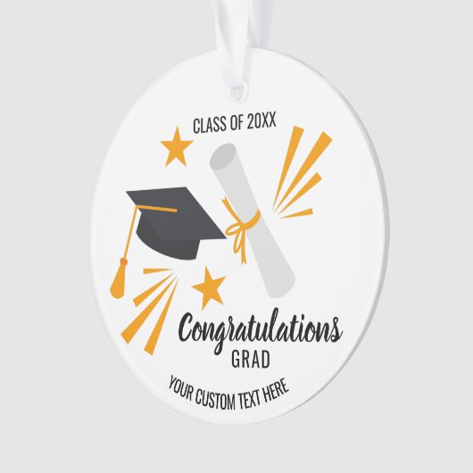 Graduation Cap Diploma Class of 20XX Custom Ornament (voorkant)