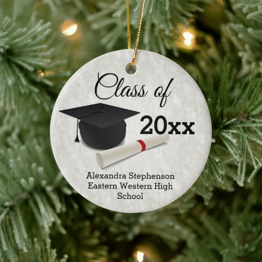 Graduation Cap Diploma Gepersonaliseerd Keramisch Ornament (Boom)