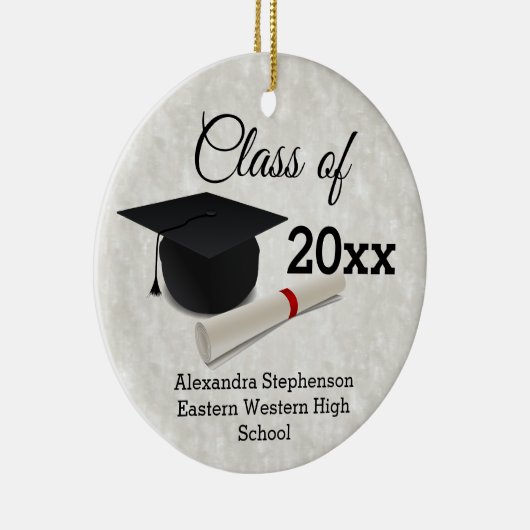 Graduation Cap Diploma Gepersonaliseerd Keramisch Ornament (Rechts)