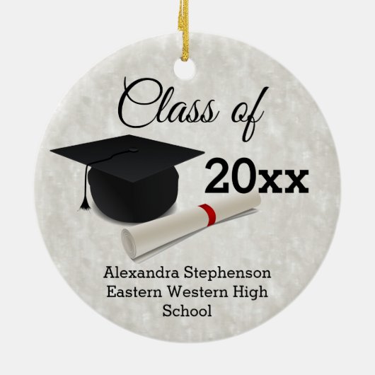 Graduation Cap Diploma Gepersonaliseerd Keramisch Ornament (Achterkant)