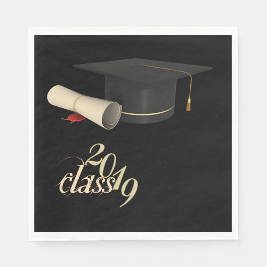 Graduation Cap, Diploma, Klasse 2019 Servet (Voorkant)