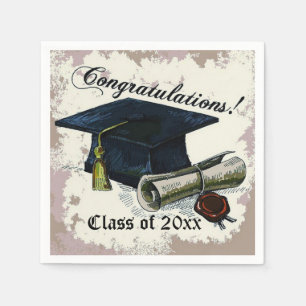 Graduation Cap & Diploma Napkins Servetten