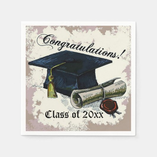 Graduation Cap & Diploma Napkins Servetten (Voorkant)
