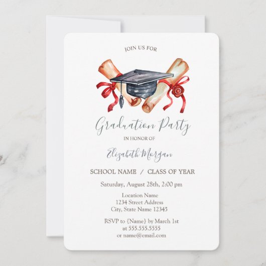 Graduation Cap Diploma, Stars Afstuderen Kaart (Voorkant)