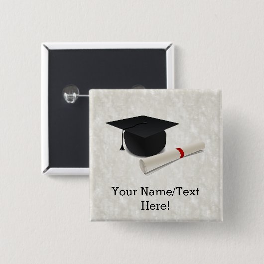 Graduation Cap Diploma  Vierkante Button 5,1 Cm (Voorkant /achterkant)