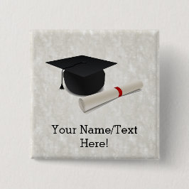 Graduation Cap Diploma  Vierkante Button 5,1 Cm