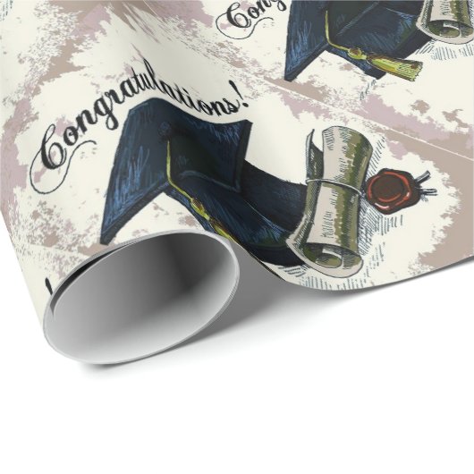 Graduation Cap & Diploma Wrapping Paper Cadeaupapier (Rol Hoek)