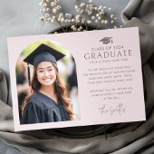 Graduation cap elegante boog licht roos taupe foto aankondiging