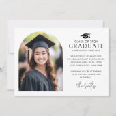 Graduation cap elegante boog wit foto aankondiging (Voorkant)