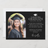 Graduation cap elegante boog zwart foto aankondiging (Voorkant)