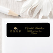 Graduation Cap Faux Folie Goud Elegant Afstudeerde Etiket (Insitu)