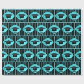 Graduation Cap Faux Rhinestone Zwart Turquoise Cadeaupapier (Vlak)