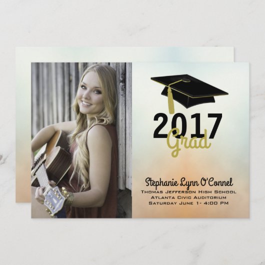 Graduation Cap Foto Afstuderen Aankondiging (Voorkant / Achterkant)