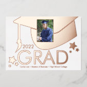 Graduation Cap Foto geperste bekendmaking Folie Folie Uitnodiging (Voorkant)