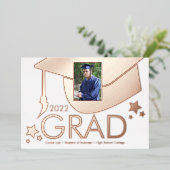 Graduation Cap Foto geperste bekendmaking Folie Uitnodiging (Staand Voorkant)