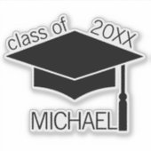 Graduation cap gepersonaliseerde naam sticker (Voorkant)