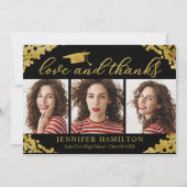 Graduation Cap Gold Folie op zwarte liefde en Beda Kaart (Voorkant)