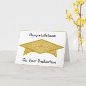 Graduation Cap Gold Glitter Papier Pet / Kaart Pri (Gele Bloem)